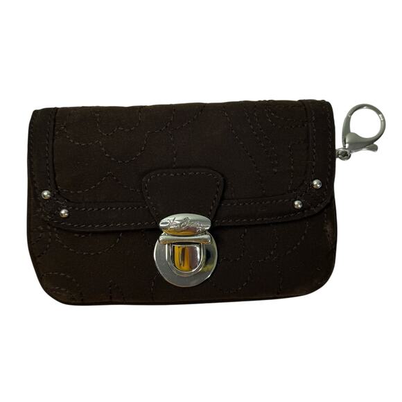 Vera Bradley Flap Press ID Embroidered Key Chain Purses Wallet Brown Small - Picture 1 of 11